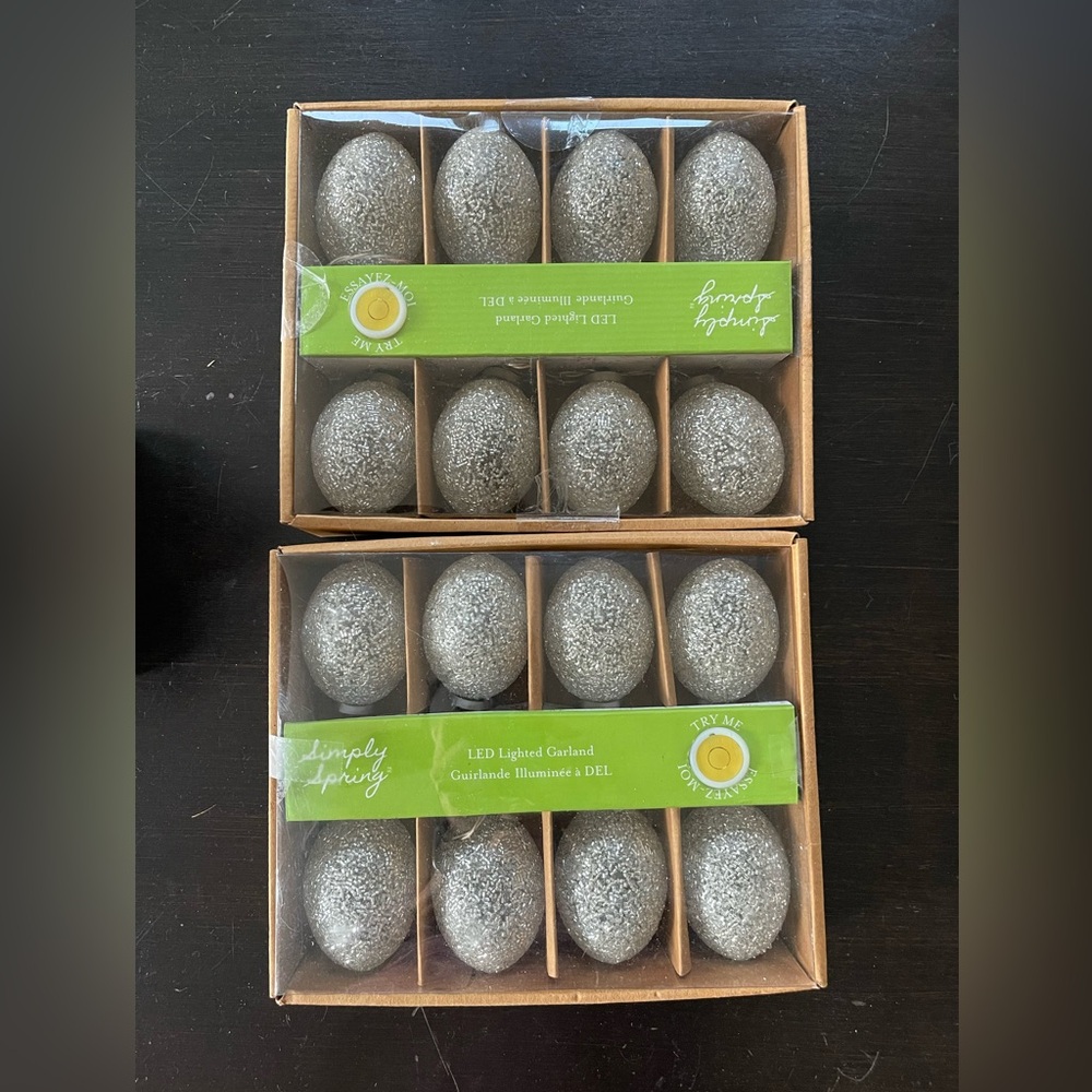 2 sets of 8 NEW elegant LED decorative silver sparkle spring Easter eggs India